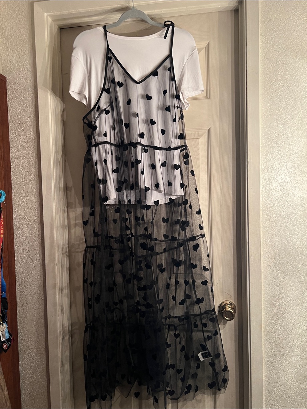 Black Sheer Heart Mesh Maxi Slip Dress